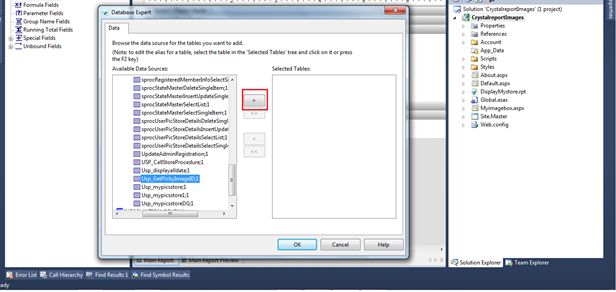 Select the Storeprocedure 